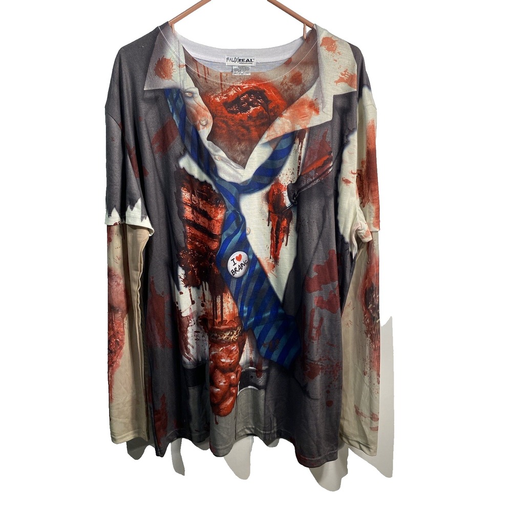 faux‎ real mens zombie long sleeve shirt size XL extra large